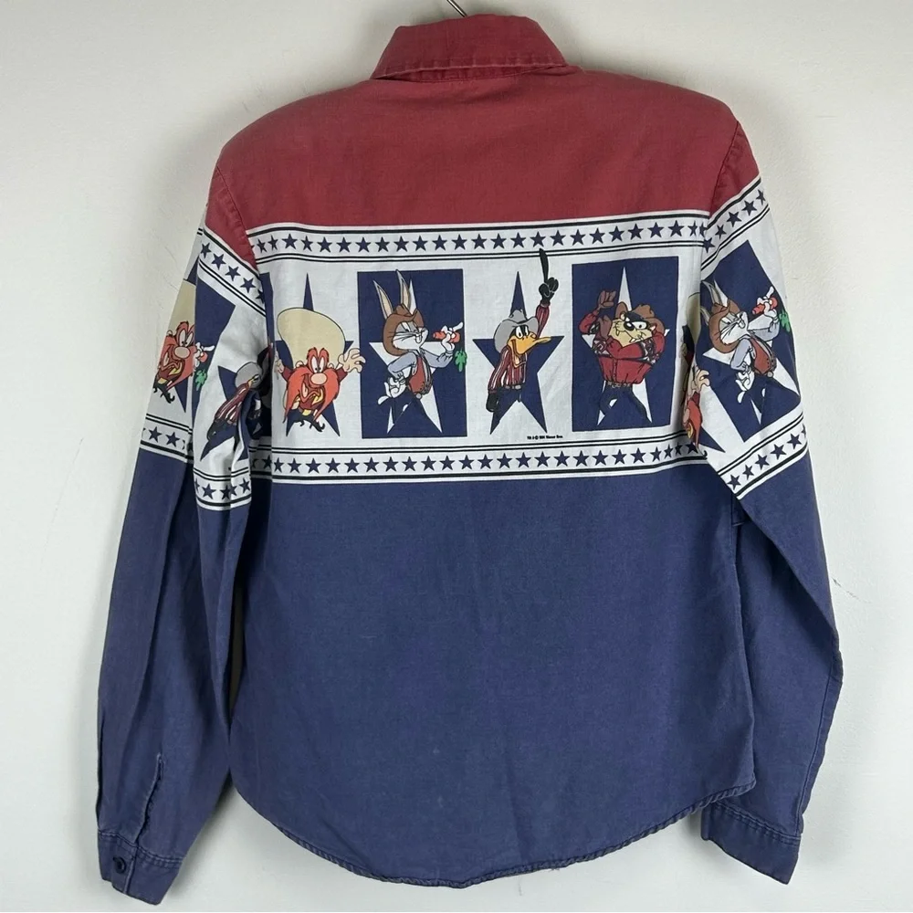 Vintage 1993 Looney Tunes Western Collection Karman Cowboy Shirt L - Picture 7 of 13
